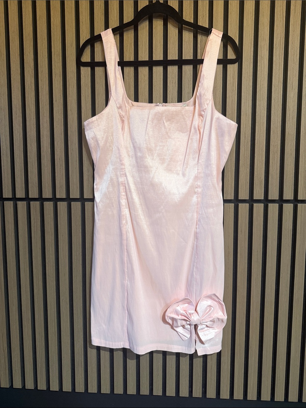 Allison & Kelly Pink Satin Front Bow Mini Dress
